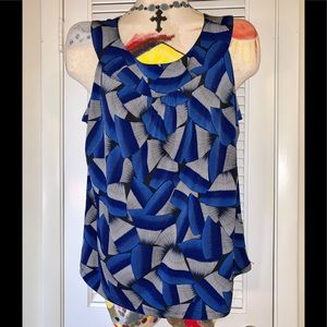 Calvin Klein blue and gray sleeveless blouse